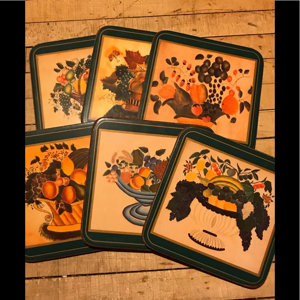 Vintage Pimpernel Coaster set Fruit Baskets